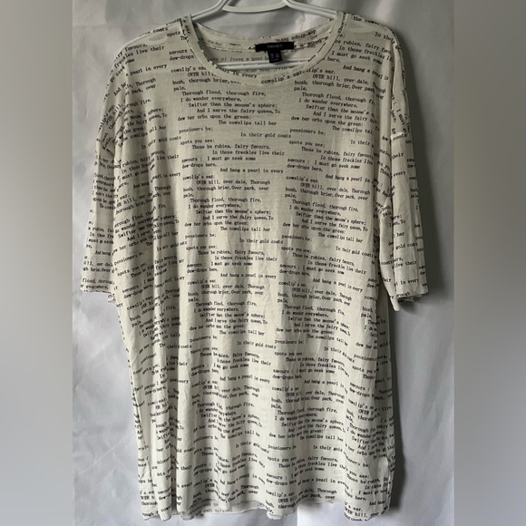 Forever 21 Shirt Women’s XL Black White Text Print Tunic Style - Picture 6 of 6